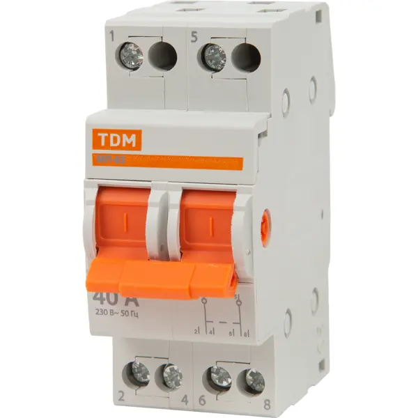 Выключатель нагрузки TDM Electric МП-63 2P 40 А трёхпозиционный автоматический коммутатор нагрузки ctg