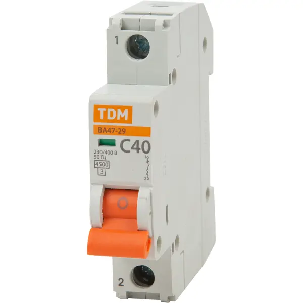 Автоматический выключатель TDM Electric ВА47-29 1P C40 А 4.5 кА SQ0206-0078 автоматический выключатель tdm electric ва47 29 3p c16 а 4 5 ка sq0206 0109