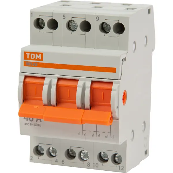 Выключатель нагрузки TDM Electric МП-63 3P 40 А трёхпозиционный выключатель нагрузки tdm electric мп 63 3p 63 а трёхпозиционный