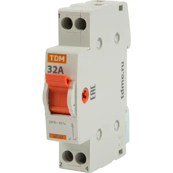 Выключатель нагрузки TDM Electric МП-63 1P 32 А трёхпозиционный выключатель нагрузки tdm electric мп 63 2p 40 а трёхпозиционный