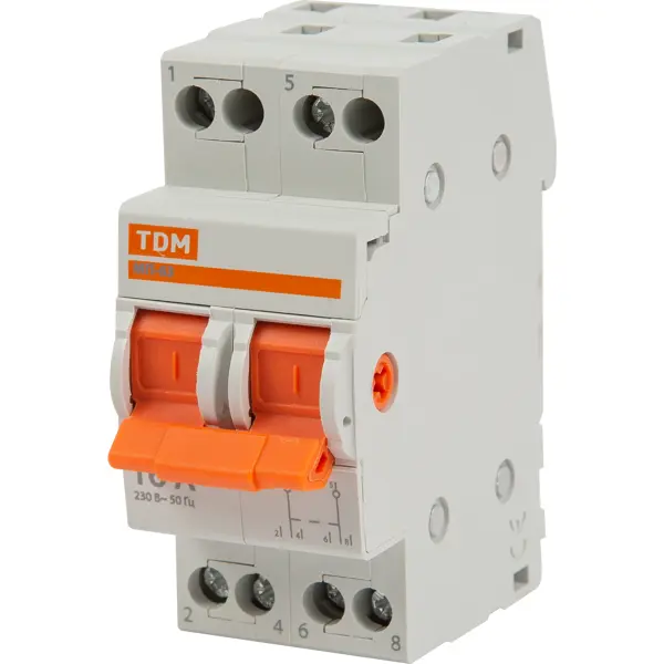Выключатель нагрузки TDM Electric МП-63 2P 16 А трёхпозиционный выключатель скрытой установки двухклавишный 10 а бук tdm electric таймыр sq1814 0302