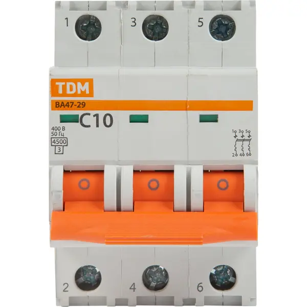 фото Автоматический выключатель tdm electric ва47-29 3p c10 а 4.5 ка sq0206-0107