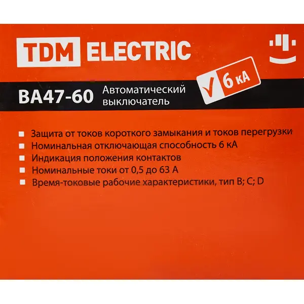 фото Автоматический выключатель tdm electric ва47-60 4p c25 а 6 ка sq0223-0127