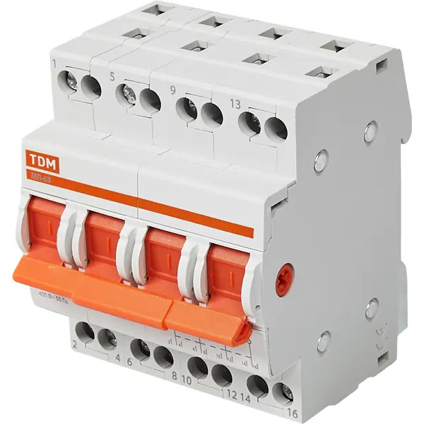 Выключатель нагрузки TDM Electric МП-63 4P 63 А трёхпозиционный автоматический коммутатор нагрузки ctg