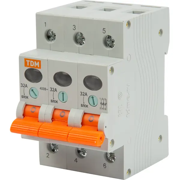 Выключатель нагрузки TDM Electric ВН-32 3P 32 А выключатель скрытой установки двухклавишный 10 а бук tdm electric таймыр sq1814 0302