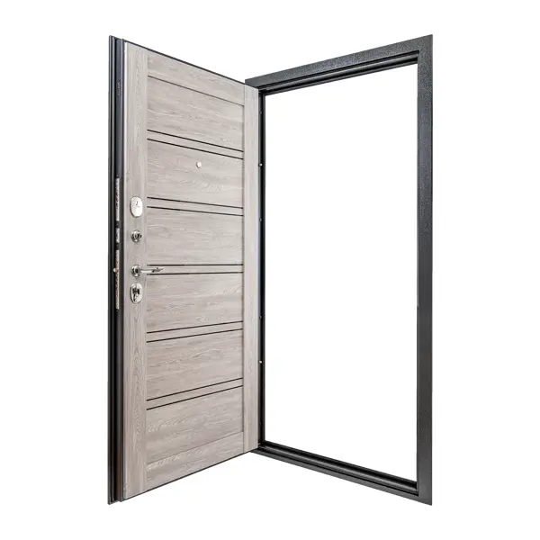фото Дверь входная металлическая порта р-2 дуб европейский 980 мм левая цвет серый/ антик серебро без бренда