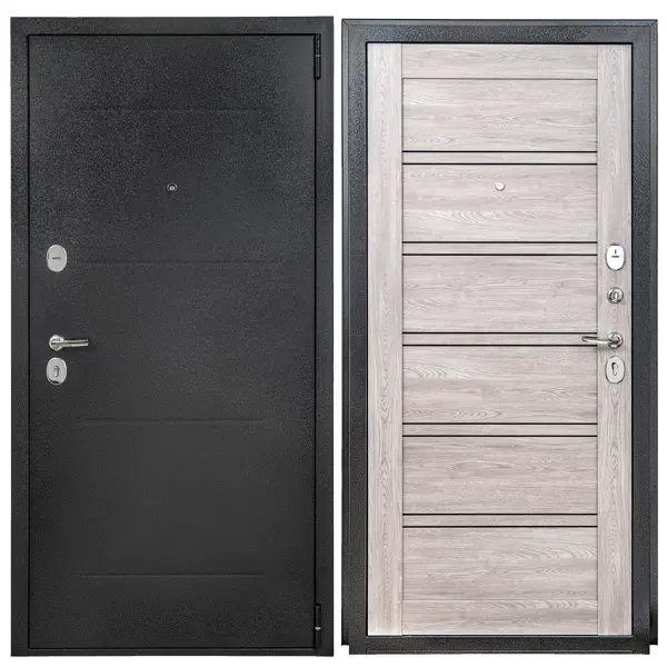 Дверь входная металлическая Порта Р-2 Дуб европейский 980 мм правая цвет серый/ антик серебро ручка дверная входная на планке д зв9 902 нр0501 медный антик