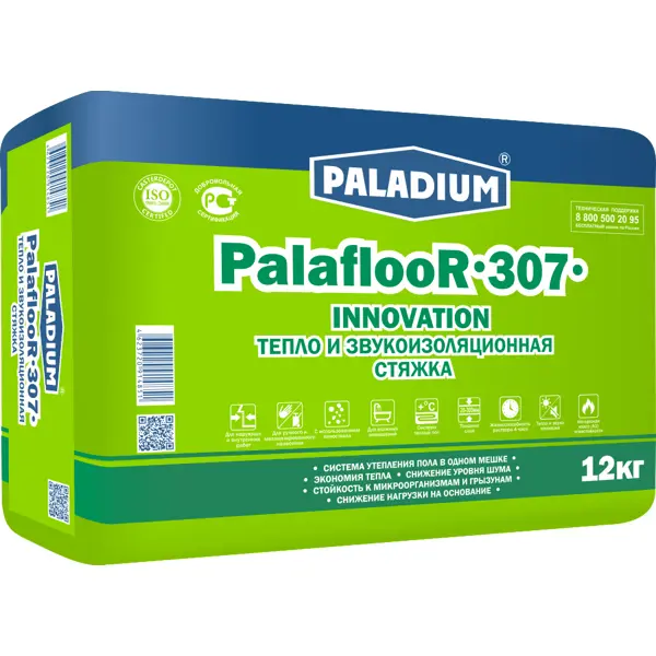 фото Стяжка пола с пеностеклом paladium palafloor-307 теплая, 12 кг