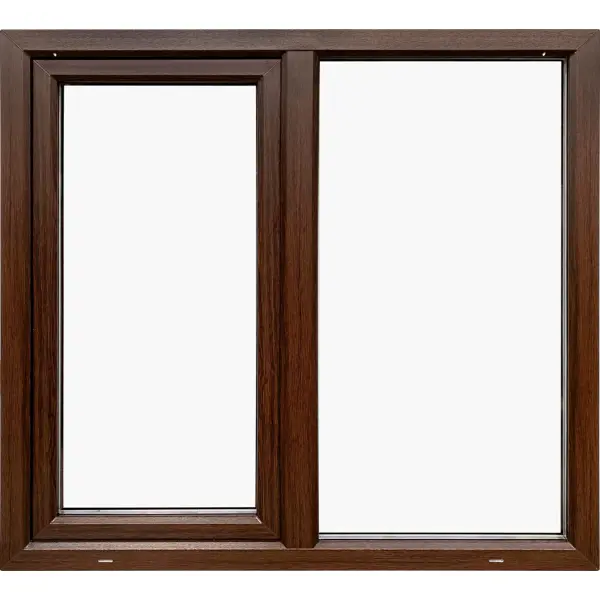 Окно пластиковое ПВХ VEKA двустворчатое 1170x1000 мм (ВxШ) однокамерный стеклопакет белый/темный дуб окно деревянное двустворчатое сосна 1160x1170 мм вхш однокамерный стеклопакет натуральный