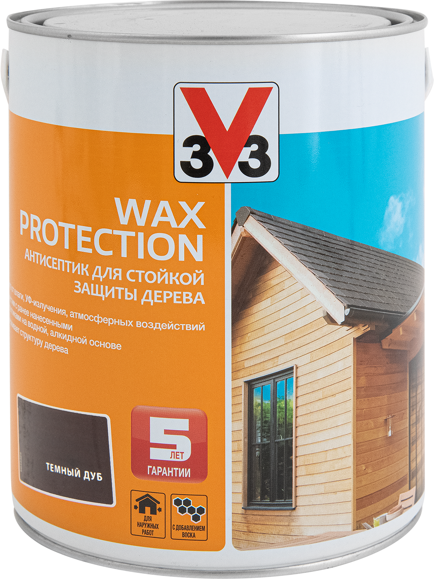 Антисептик для дерева V33 Wax Protection полуглянцевый цвет темный дуб 2.5  л ✳️ купить по цене 1604 ₽/шт. в Волгограде с доставкой в интернет-магазине  Леруа Мерлен