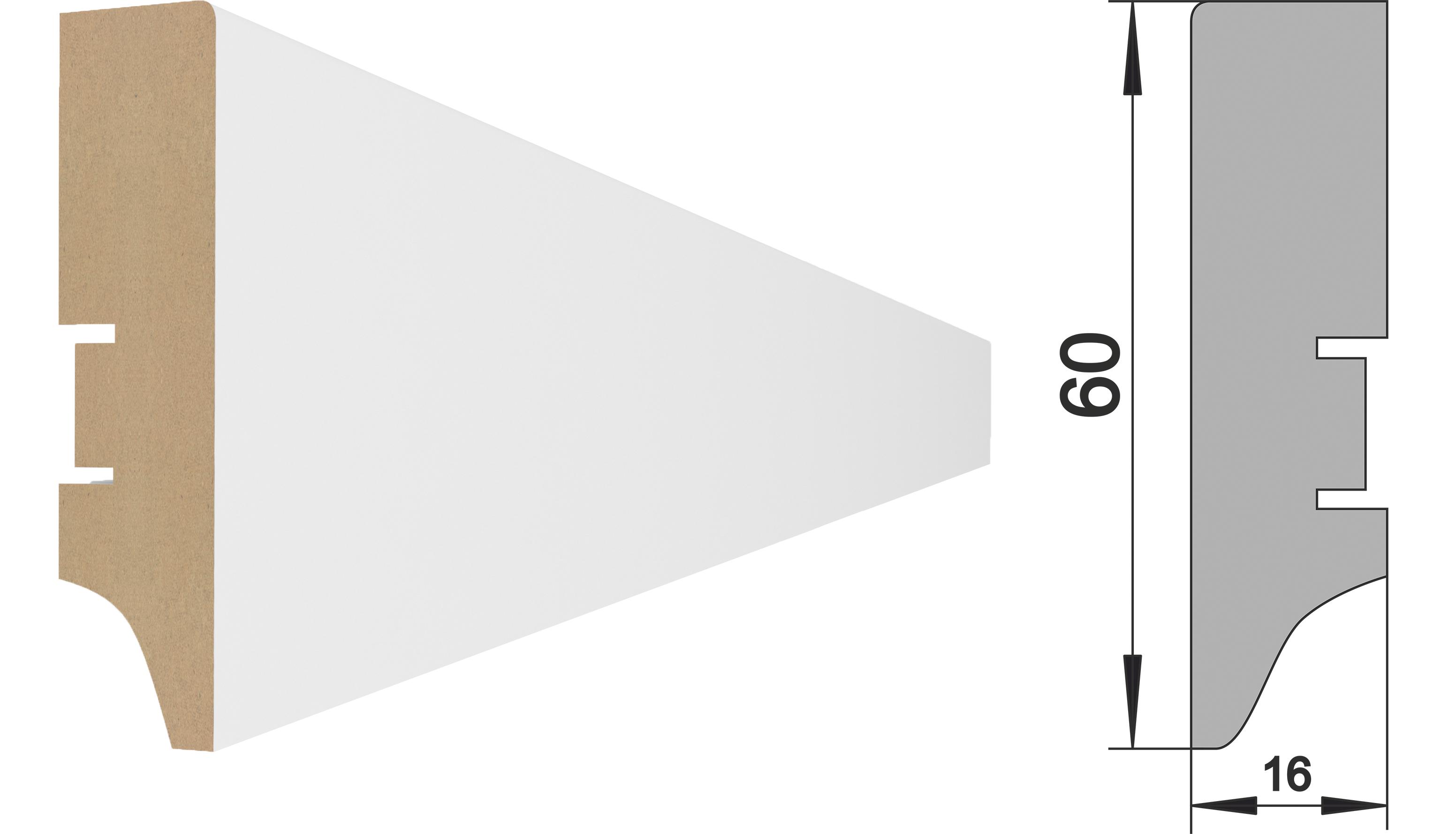 Плинтус напольный мдф белый 60 мм