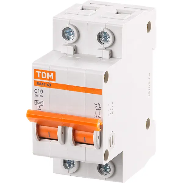 Автоматический выключатель TDM Electric ВА47-63 2P C20 А 4.5 кА SQ0218-0027
