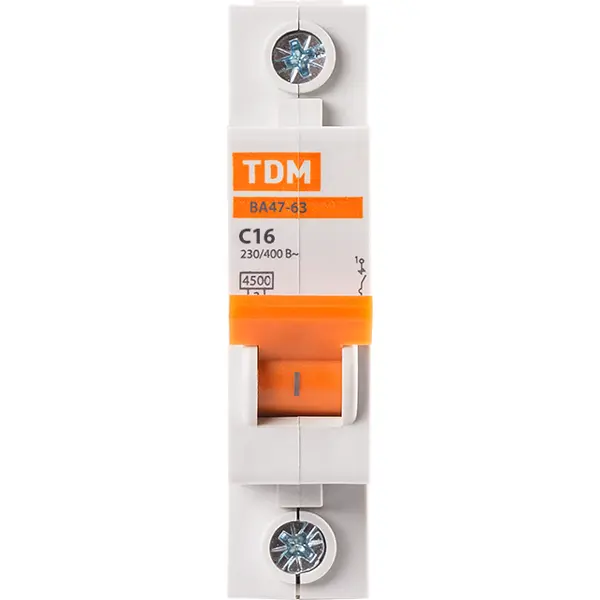 Автоматический выключатель TDM Electric ВА47-63 1P C16 А 4.5 кА SQ0218-0003 автоматический выключатель tdm electric ва47 63 1p c6 а 4 5 ка sq0218 0001