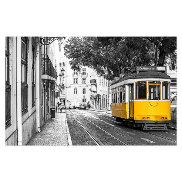 картина на осп прага трамвай городской трамвай 125 x 62 см Картина на холсте Желтый трамвай 70x110 см