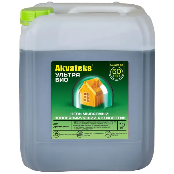 фото Невымываемый консервирующий антисептик для древесины akvateks ультра био 10 кг акватекс