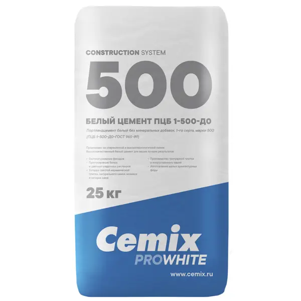 Цемент Cemix M500 ПЦБ 1-500-Д0 25 кг цемент цемрос m500 цем i 42 5 н 25 кг