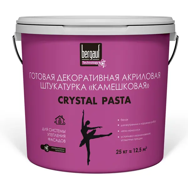 Штукатурка декоративная Crystal Pasta Камешковая, 25 кг штукатурка декоративная dekor pasta короед 25 кг