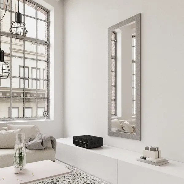 фото Зеркало декоративное белое с мозаикой 60x160 см без бренда