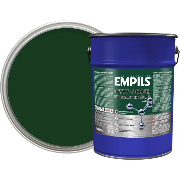 Грунт-эмаль по ржавчине 3 в 1 Empils PL гладкая цвет зеленый 5 кг грунт эмаль по ржавчине 3 в 1 empils pl гладкая шоколад 0 9 кг