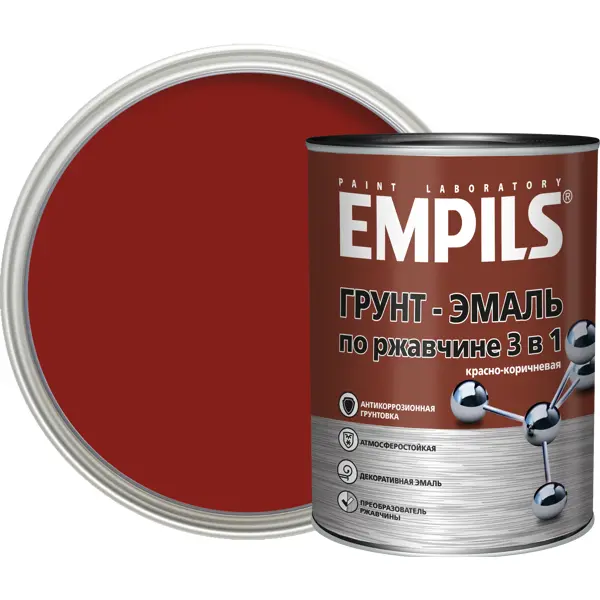 Грунт-эмаль по ржавчине 3 в 1 Empils PL гладкая цвет красно-коричневый 0.9 кг грунт эмаль по ржавчине 3 в 1 empils pl желтый 5 кг