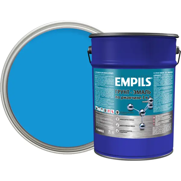 Грунт-эмаль по ржавчине 3 в 1 Empils PL гладкая цвет голубой 5 кг грунт эмаль по ржавчине 3 в 1 empils pl шоколад 5 кг