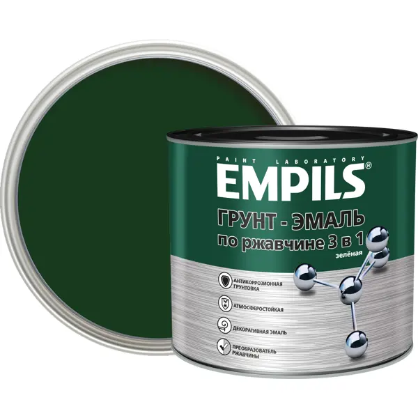 Грунт-эмаль по ржавчине 3 в 1 Empils PL гладкая цвет зеленый 2.7 кг грунт эмаль по ржавчине 3 в 1 empils pl гладкая шоколад 0 9 кг