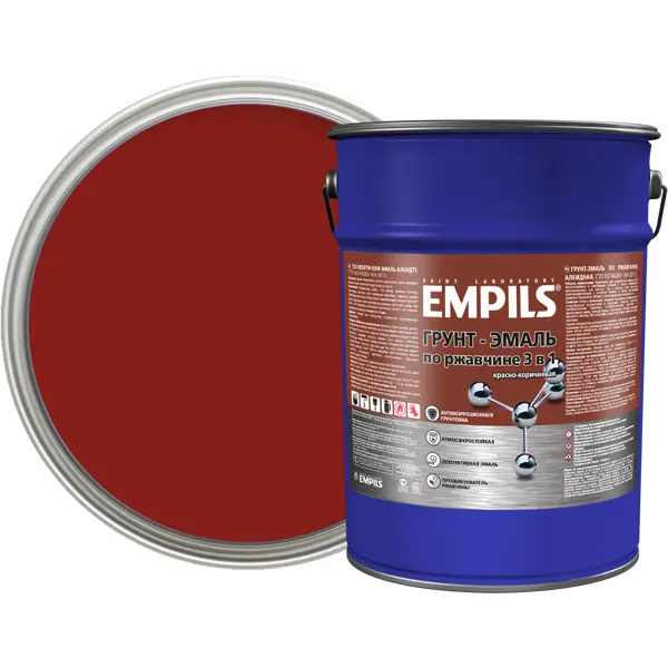 Грунт-эмаль по ржавчине 3 в 1 Empils PL гладкая цвет красно-коричневый 5 кг