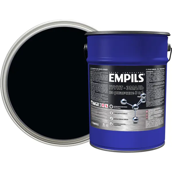 Грунт-эмаль по ржавчине 3 в 1 Empils PL гладкая цвет черный 5 кг грунт эмаль по ржавчине 3 в 1 empils гладкая 10 кг