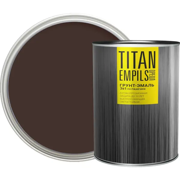 фото Грунт-эмаль по ржавчине ореол titan цвет шоколад-коричневый 0.9 кг