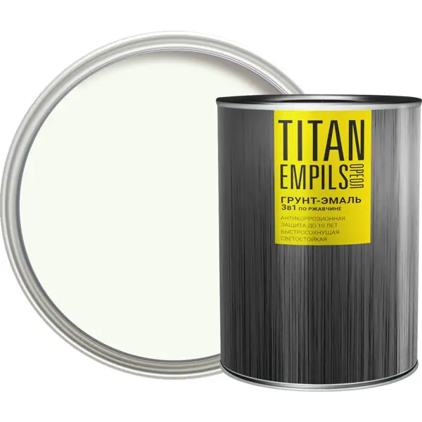 Грунт-эмаль по ржавчине Ореол Titan цвет белый 0.9 кг грунт эмаль ореол титан по ржавчине алкидная желтая ral 1021 0 9 кг