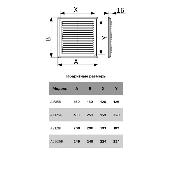Решетка вентиляционная A1515R 126х150 по цене 145 ₽/шт.   .