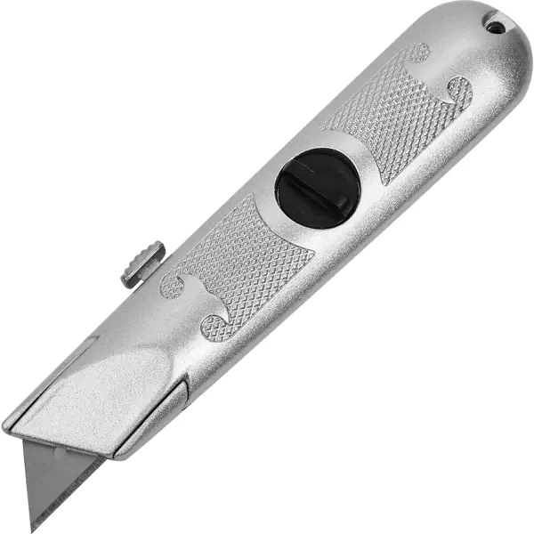 Нож строительный Rexant алюминиевый корпус трапециевидное лезвие 19 мм нож универсальный kraftool grand 24 с автостопом трапециевидное лезвие а24 09241