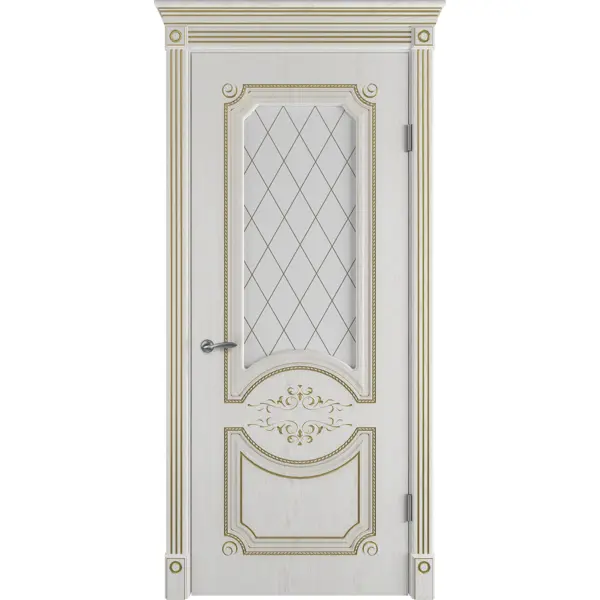 Дверь межкомнатная остекленная с замком и петлями в комплекте Милана 80x200 см ламинация ПВХ цвет дуб бьянко