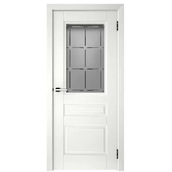 Дверь межкомнатная остеклённая с замком и петлями в комплекте Скин 1 60x200 см МДФ цвет белый