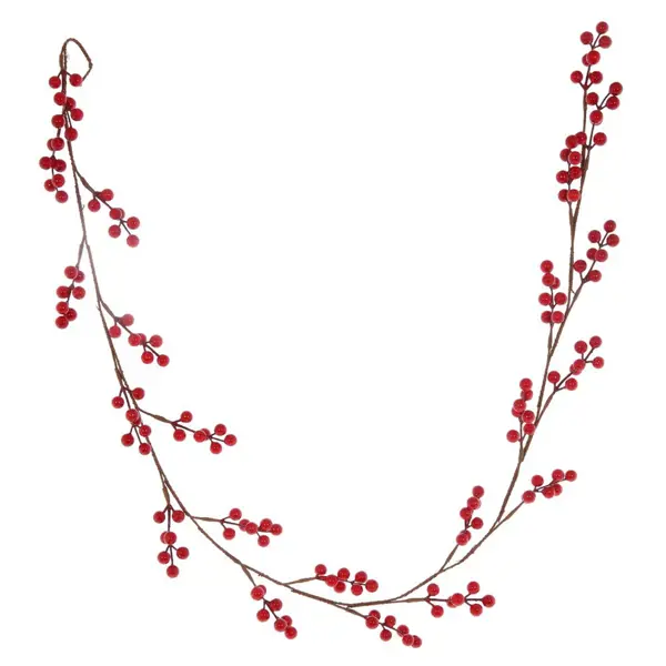 фото Новогоднее украшение гирлянда рождественская 12x155 см цвет красный без бренда