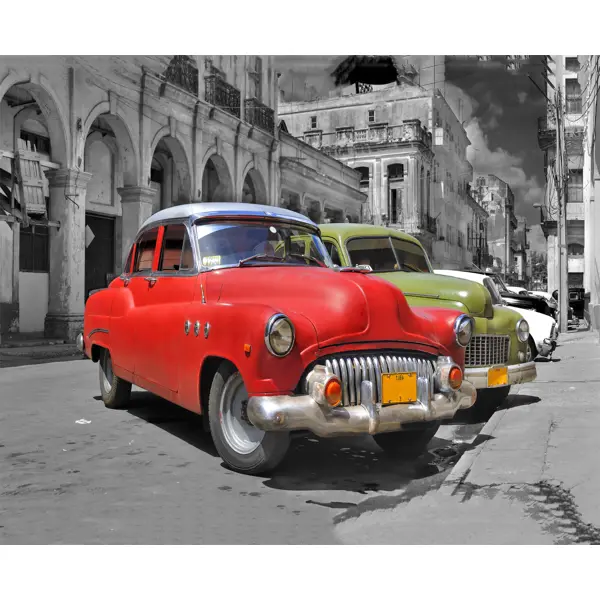 Картина на холсте Кубинские машины 40x50 см приставной столик format для швейной машины janome escapev12 v14 v15 homedecor2077 2320
