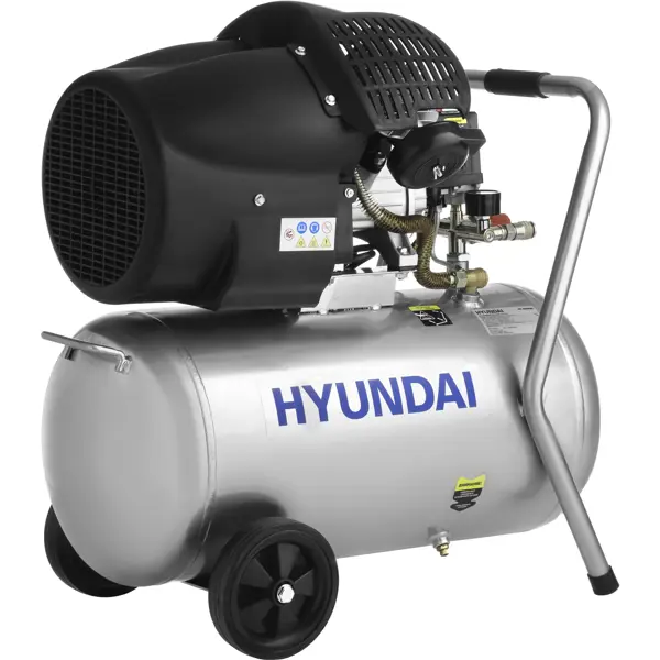 Компрессор поршневой Hyundai HYC 40250LMS, 50 л, 400 л/мин. компрессор поршневой hyundai hyc 40100 масляный 400л мин 100л 2200вт