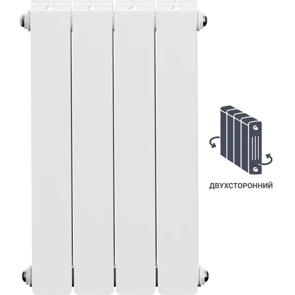 Радиатор Equation 500/90 биметалл 4 секции боковое подключение двухсторонний цвет белый комплект для подключения радиатора стм термо carmk012 1 2 без кронштейнов