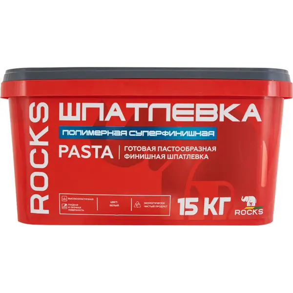 Шпатлевка полимерная суперфинишная Rocks pasta 15 кг шпатлевка полимерная суперфинишная rocks pasta 1 4 кг