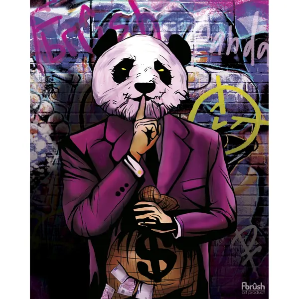 картина на холсте панда в боксе 40x50 см Картина на холсте 