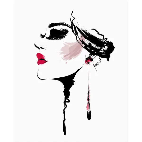 Картина на холсте Постер-лайн Женский профиль 40x50 см женский богемный цветок кулон ожерелье чокер ювелирные изделия подарок