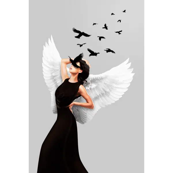 Картина на холсте Постер-лайн Девушка с крыльями 40x60 см декобокс 40х50 см девушка в маске