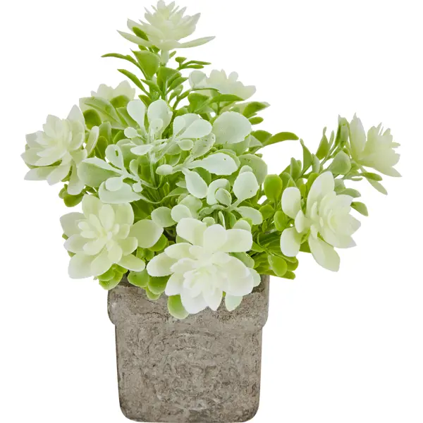 фото Искусственное растение декоративно-лиственное 12х12 см белый пвх без бренда