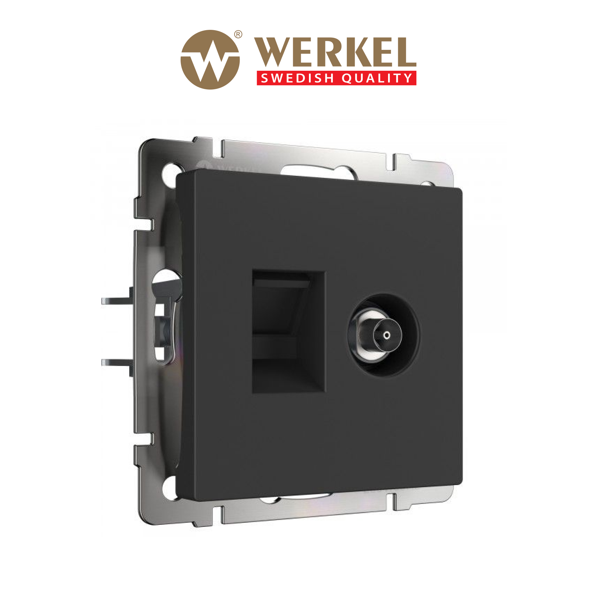  ТВ+Ethernet RJ-45 встраиваемая Werkel W1181308 цвет черный .