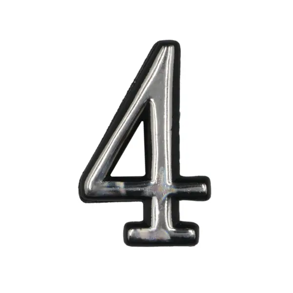 Цифра «4» самоклеящаяся 50 мм пластик цвет хром самоклеящаяся ручка для дверей мультидом