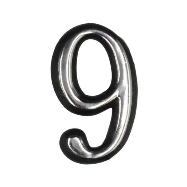 Цифра «9» самоклеящаяся 50 мм пластик цвет хром