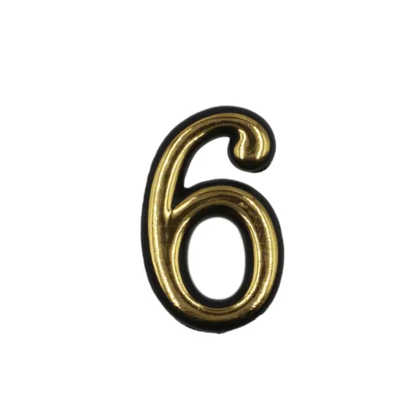 фото Цифра «6» самоклеящаяся 50 мм пластик цвет золото без бренда