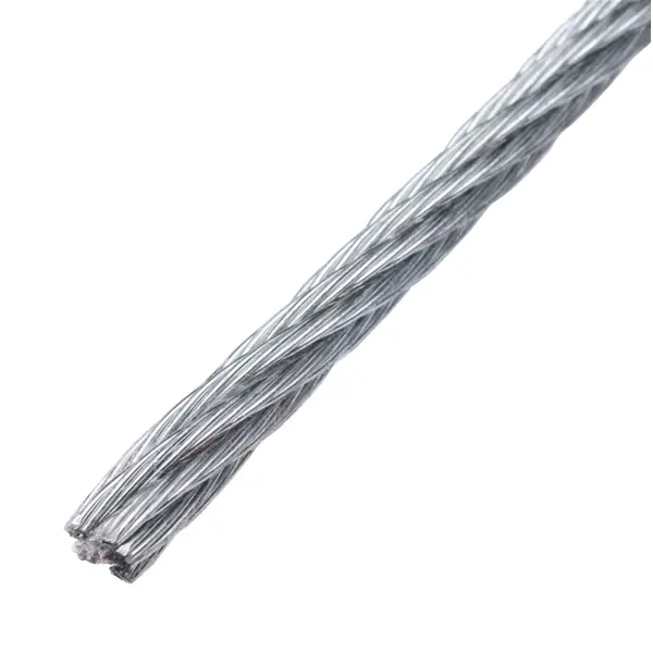 Трос стальной DIN 3055 6 мм цвет серебро, на отрез стальной трос rexant