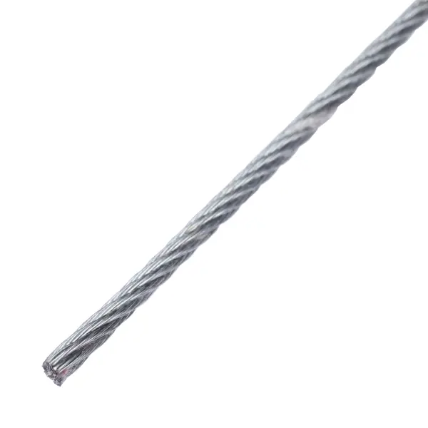 Трос стальной для растяжки DIN 3055 1 мм цвет серебро, на отрез трос стальной в пвх din 3055 2 мм серебро на отрез