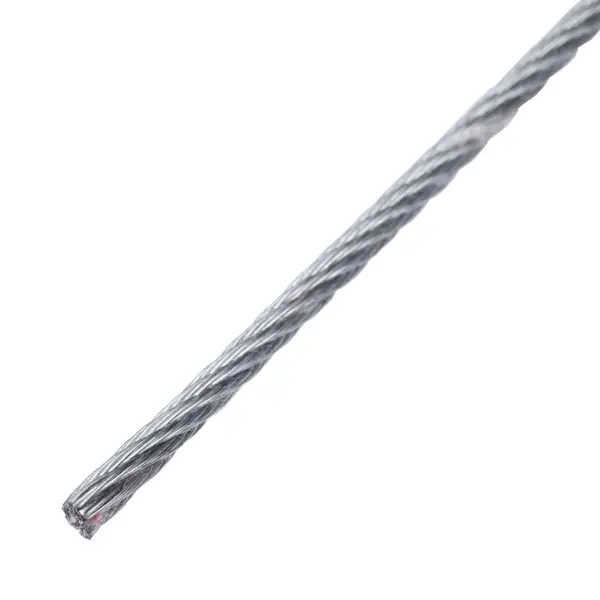 Трос стальной для растяжки DIN 3055 2 мм цвет серебро, на отрез стальной трос металлсервис